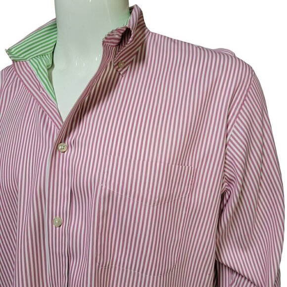 Lincs Men's Pink & White Striped Button Down Shirt. Size Large - Picture 1 of 12